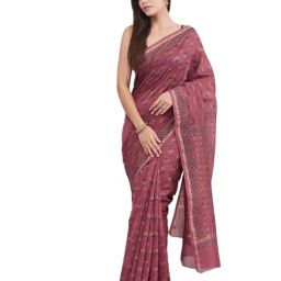 Fabindia Wine Printed Saree-picture-3
