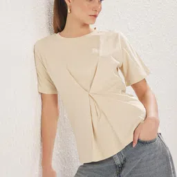 Trendyol Women Cotton Solid Round Neck Cotton Top-picture-36