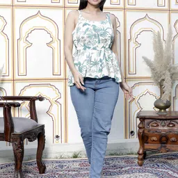 MIRAVAN Women Floral Printed Cotton Empire Top image 4