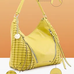 Caprese Women Textured Structured Leather Hobo Bag image 5