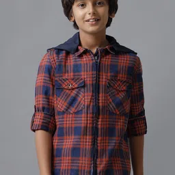 UNDER FOURTEEN ONLY Boys Tartan Checks Opaque Checked Casual Shirt-picture-36