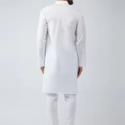 SOJANYA Men White Solid Kurta with Churidar image 4