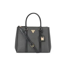 Guess Grey Monogram Grim ball Large Satchel Bag with Detachable Strap-image-20