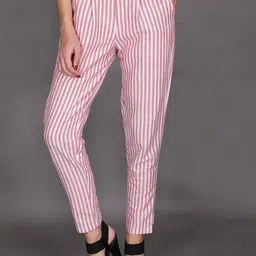 SVKETAIL Women Striped Comfort Regular Fit Mid-Rise Trousers-image-85