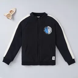 Ed-a-Mamma Full Sleeves Sustainable Cotton Jacket Basketball & Text Print - Black-image-42