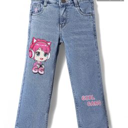 Pine Kids Denim Woven Full Length Washed Jeans With Cartoon Print - Blue-picture-49