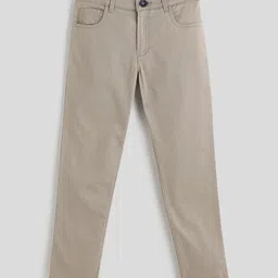 One Friday Cotton Woven Solid Trousers - Sand-image-57