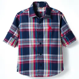 US Polo Assn Cotton Woven Full Sleeves Shirt With Checks - Navy Blue-image-42