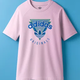 ADIDAS KIDS Cotton Knit Half Raglan Sleeves T-Shirt with Logo Graphic - Pink-image-23