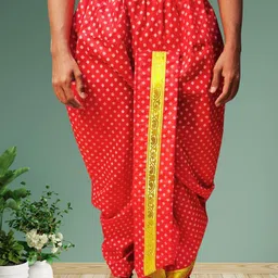 SHIWAM ETHNIX Printed Pitambari Ready To Wear Silk Dhoti-picture-31