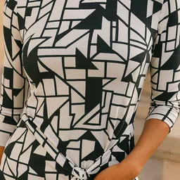 sollobell Women Abstract Printed Round Neck Cotton Long Sleeves Top image 5