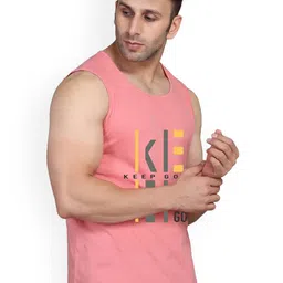 SLOWLORIS Pack Of 2 Printed Sleeveless Cotton Gym Vests image 2