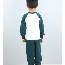 Aww Hunnie Full Sleeves Placement Text & Colour Block Detailed Winter  Sweatshirt And     Joggers Set - Green image 3