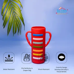 THE LITTLE LOOKERS Baby Bottle Cover with Handle/ Silicone Warmer Cover for Baby/Newborn/Infants/Toddlers-120ml & 240ml Combo ( Pink & Red-Pack of 2) image 2