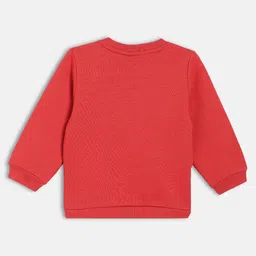 MINI KLUB Cotton Knit Full Sleeves Happy Girl Text Printed Light Winter Sweatshirt - Red image 3