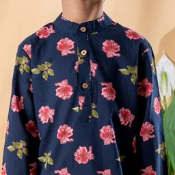 Readiprint Boys Floral Printed Straight Pure Cotton Kurta With Pyjamas image 3