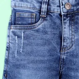 Kiddopanti Denim Woven Mild Washed Shorts - Medium Blue image 4