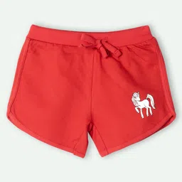 Ariel Cotton Knit Pack Of 3 Whales & Super Girl Text Printed Shorts - Peach Navy Blue & Red image 4