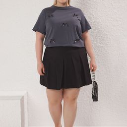 Trendyol Women Plus Size Solid Round Neck Cotton T-shirt-picture-33