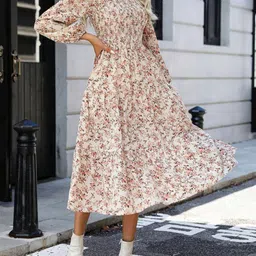 StyleCast x Revolte Women Floral Printed Round Neck Fit and Flare Midi Dress image 2