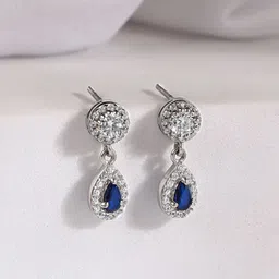 GIVA 925 Silver Rhodium-Plated Contemporary Zircon Studded Drop Earrings-picture-45