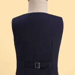 Robo Fry Cotton Woven Full Sleeves Solid 3 Piece Party Suit With Bow - Navy Blue & White image 5