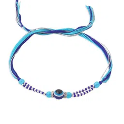 Sangria Set Of 2 Evil Eye Beaded Bhaiya Bhabhi Rakhi with Roli Chawal Chandan & Mishri image 4