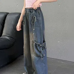 LULU & SKY Girls Wide Leg High-Rise Light Fade Jeans image 5