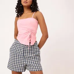DressBerry Chic Shoulder Straps Ruched Crop Top image 2