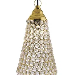 Homesake Golden & White Crystal Cone Shaped Pendant Light - Set of 1 image 2