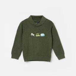 Juniors by Lifestyle Boys Olive Cotton Embroidered Sweater-picture-34