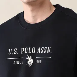 U.S. Polo Assn. Black Cotton Regular Fit Logo Printed Sweatshirt image 5