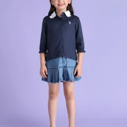 U.S. Polo Assn. Girls Blue 3/4Th Sleeves Collar Top-picture-26