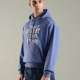 Tommy Hilfiger Blue Cotton Regular Fit Printed Hoodie image 3