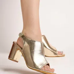 Shoetopia Kids Gold Peeptoe Sandals-image-31