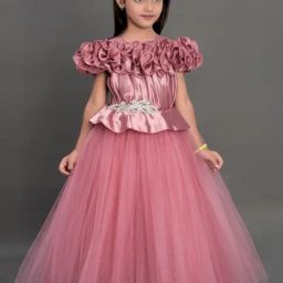 Pink Chick Kids Dusty Pink Regular Fit Gown-picture-5