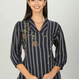 mustard Blue collar stripe Shirt-picture-13