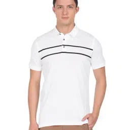 Arrow White Cotton Regular Fit Striped Polo T-Shirt-picture-42