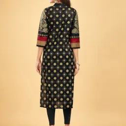 SHANVIKA Black Printed Cotton Straight Kurta image 2
