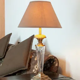 THE LIGHT STORE Gold-Toned & Beige Solid Bedside Standard Table Lamp with Shade-picture-26