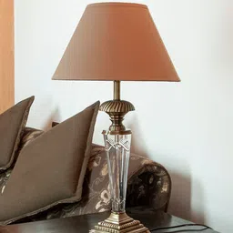 THE LIGHT STORE Gold-Toned & Beige Solid Bedside Standard Table Lamp with Shade image 4