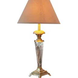 THE LIGHT STORE Gold-Toned & Beige Solid Bedside Standard Table Lamp with Shade image 3