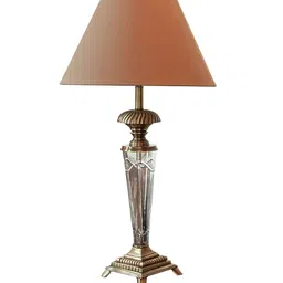 THE LIGHT STORE Gold-Toned & Beige Solid Bedside Standard Table Lamp with Shade image 2