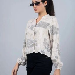 CRIMSOUNE CLUB Beige Floral Print Shirt-picture-8