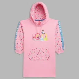 Blue Giraffe Girls Pink Cotton Printed Full Sleeves Dress-image-33
