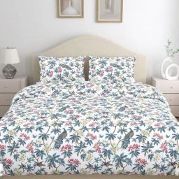 Haus & Kinder Cotton Multicolor Regal Bloom 144 TC King Flat Bedsheet with 2 Pillow Covers-picture-22