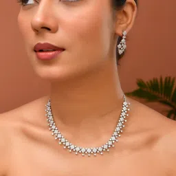 Anouk Silver Plated AD Stone Studded Hand Crafted Jewellery Set-picture-35