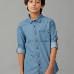 Under Fourteen Only Boys Blue Cotton Shirt-picture-31
