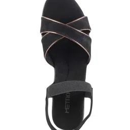 Metro Women's Black Cross Strap Sandals image 3