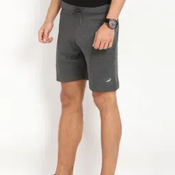 Crocodile Charcoal Melange Cotton Regular Fit Shorts image 3